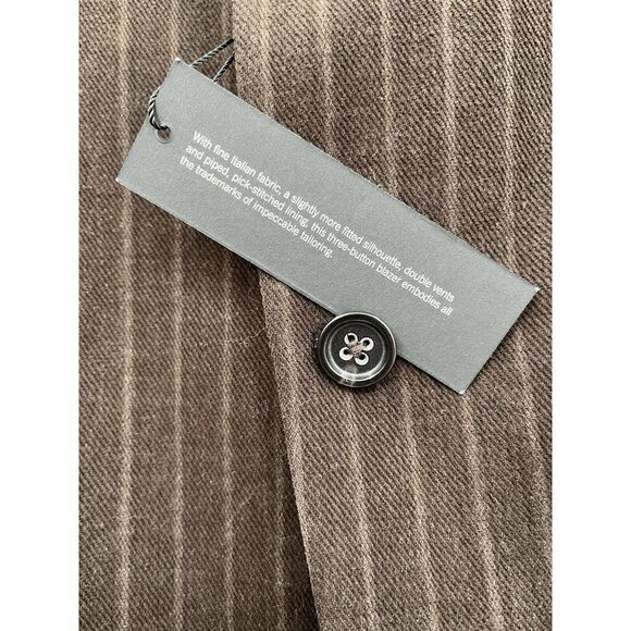 Banana Republic 38S Chalk Stripe Flannel 100% Cotton Stretch Tweed Suit Jacket - Picture 2 of 13